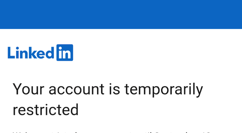 Your account is temporarily restricted